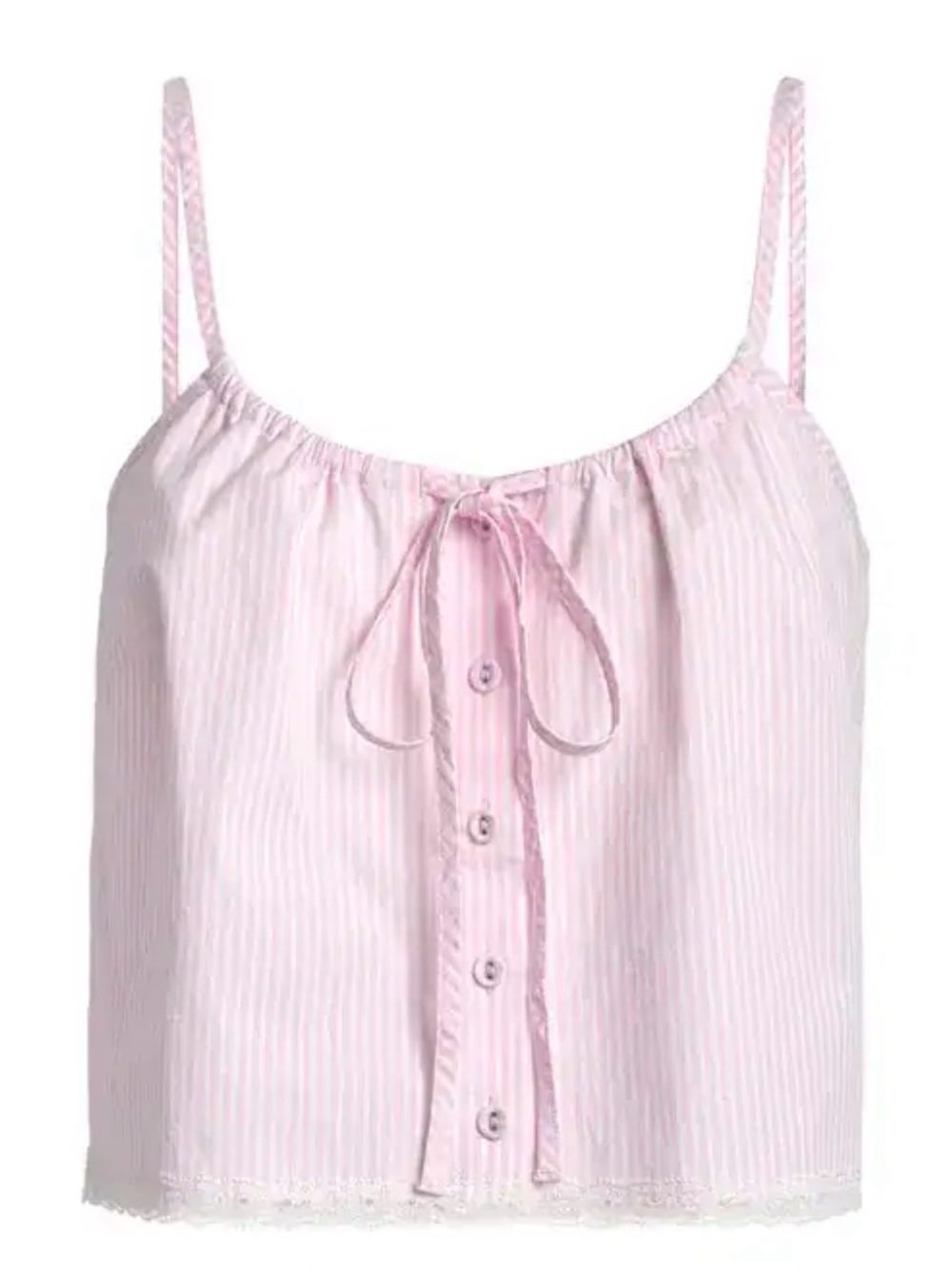 SKIMS Pink Striped Tie-Front Cami Tank